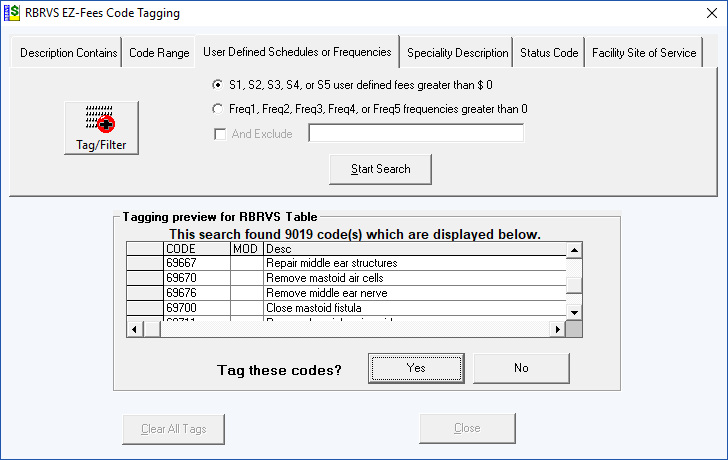 rbrvs ez-fees tagging function