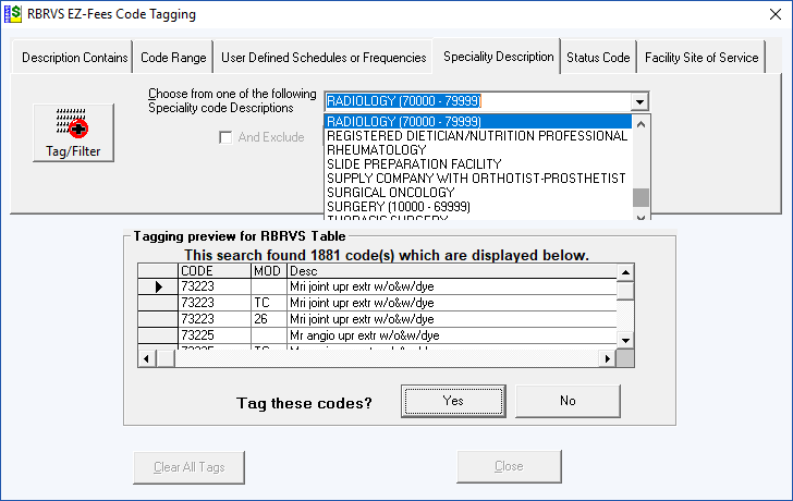 rbrvs ez-fees tag filter